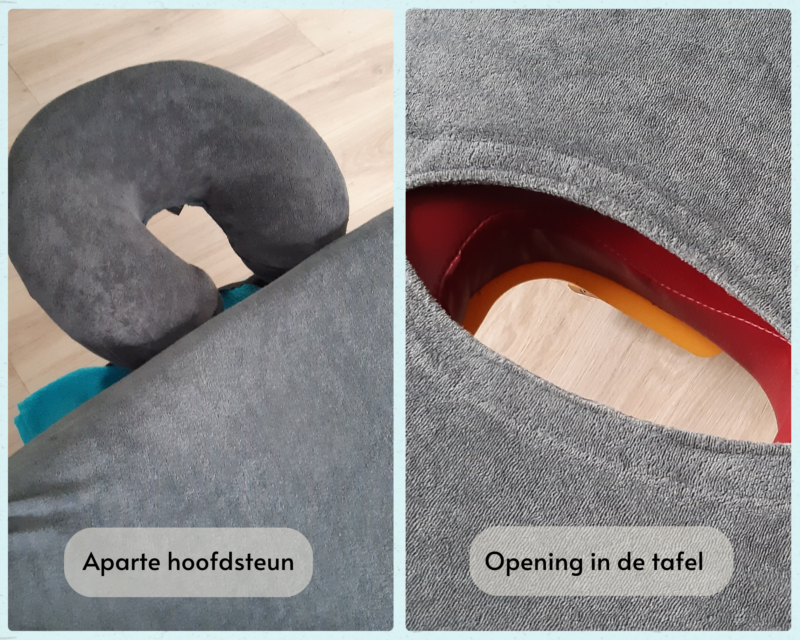 massagetafel met aparte hoofdsteun versus opening in de tafel
